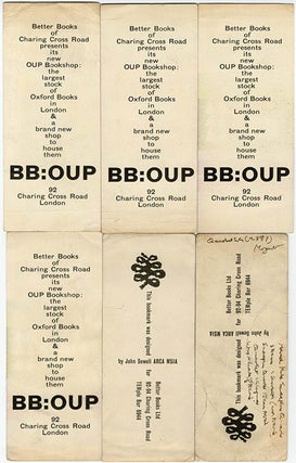 Six bookmarks, a paper bag and an original sheet of wrapping paper designed by John Sewell for Better Books, c. 1964/65.