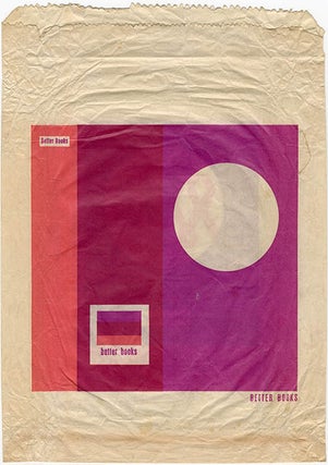 Six bookmarks, a paper bag and an original sheet of wrapping paper designed by John Sewell for Better Books, c. 1964/65.