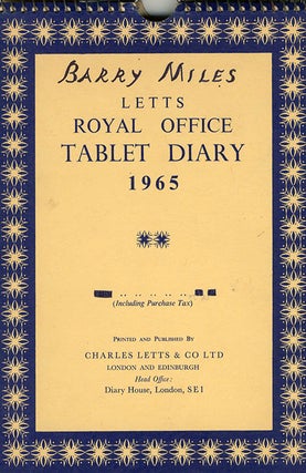 Item #41212 Letts Royal Office Tablet Diary 1965. Barry MILES