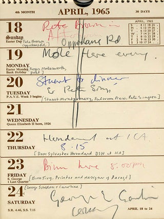 Letts Royal Office Tablet Diary 1965.