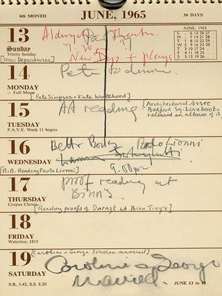 Letts Royal Office Tablet Diary 1965.