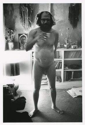 Item #41216 A b/w photograph by John ‘Hoppy’ Hopkins of Allen Ginsberg in his birthday suit...