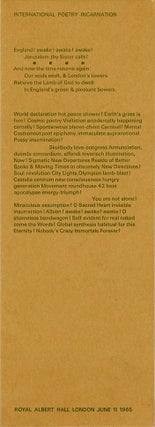 Item #41221 Original programme for the poetry reading held at the Royal Albert Hall on June 11,...