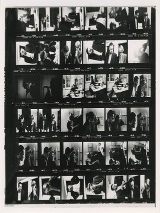 Two 8x10 b/w photographs of Kodak contact sheets, each one printing 36 frames depicting Miles and Hoppy preparing Long Hair for publication, c. late November/early December 1965.