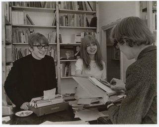 Item #41238 A b/w photograph by Graham Keen of Peter and Jane Asher with Barry Miles at the...