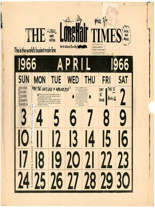 THE LONG HAIR TIMES. A collection comprising the original artwork for The Long Hair Times, the pre-publication flyer announcing it, an original typed notice from Indica Books, and a copy of the finished publication (March/April 1966).
