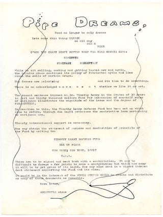 THE LONG HAIR TIMES. A collection comprising the original artwork for The Long Hair Times, the pre-publication flyer announcing it, an original typed notice from Indica Books, and a copy of the finished publication (March/April 1966).