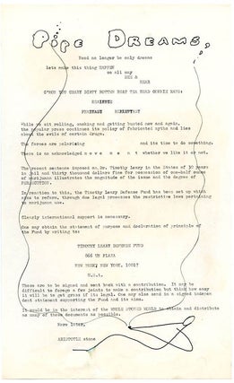 THE LONG HAIR TIMES. A collection comprising the original artwork for The Long Hair Times, the pre-publication flyer announcing it, an original typed notice from Indica Books, and a copy of the finished publication (March/April 1966).