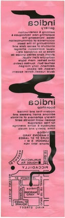 An original flyer promoting Indica, silkscreened in black on geometrically-patterned translucent pink PVC. Written and designed by John Dunbar and Barry Miles, c. Spring 1966.