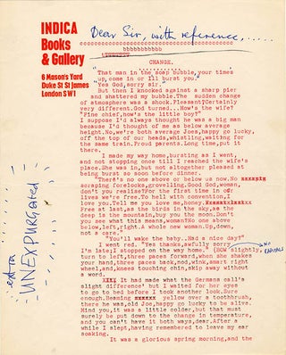 Item #41261 The original typescript of a short story titled “Change” (2pp.), intended for...