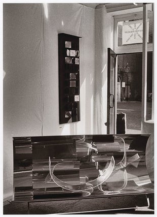 Item #41264 A b/w photograph by Keith Avison of the entrance to Indica, viewed from the ground...