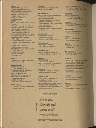 Three advertisements published in ART AND ARTISTS, Volume 1, #7-9 (London: October-December, 1966).