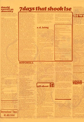 INTERNATIONAL TIMES #1-32 (London: Lovebooks Ltd., October 14, 1966 - May 31, 1968). Newspaper, broadside and poster formats.