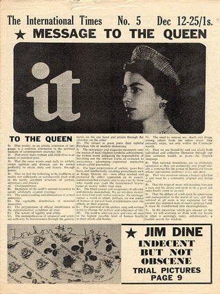 INTERNATIONAL TIMES #1-32 (London: Lovebooks Ltd., October 14, 1966 - May 31, 1968). Newspaper, broadside and poster formats.