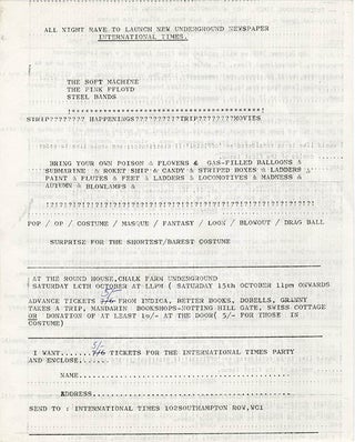Item #41281 An original flyer announcing ‘All Night Rave To Launch New Underground Newspaper...