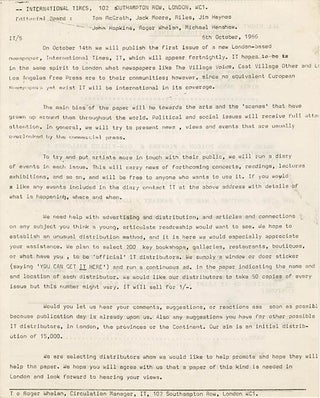 An original flyer announcing ‘All Night Rave To Launch New Underground Newspaper International Times. The Soft Machine The Pink Floyd Steel Bands Strip???????? Happenings?????????? Trip??? ?????Movies’ at the Roundhouse, October 15, 1966.