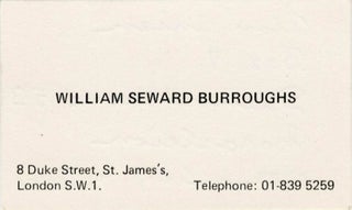 Item #41299 Visiting card, c. 1966/67. William S. BURROUGHS