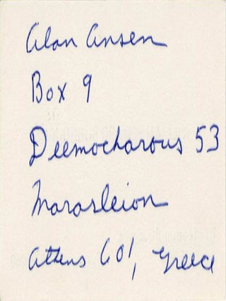 Visiting card, c. 1966/67.