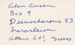 Visiting card, c. 1966/67.