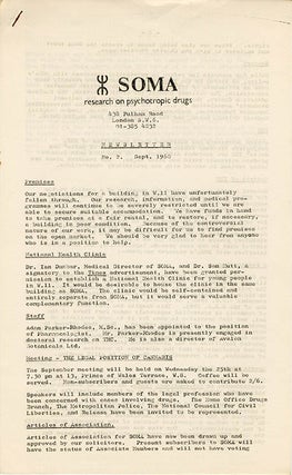 A collection of documents issued by SOMA, the drug research project founded in London by Steve Abrams that campaigned for cannabis law reform.