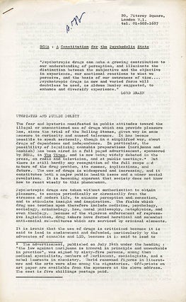 A collection of documents issued by SOMA, the drug research project founded in London by Steve Abrams that campaigned for cannabis law reform.
