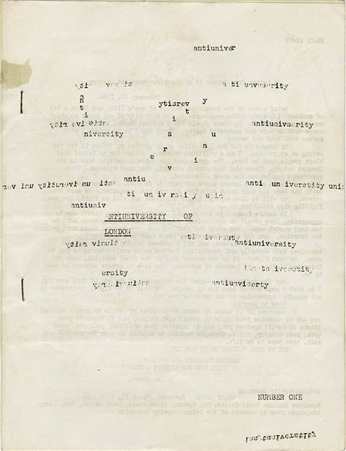 Item #41359 THE ANTI-UNIVERSITY OF LONDON. Number One (London: 1968) - all published.