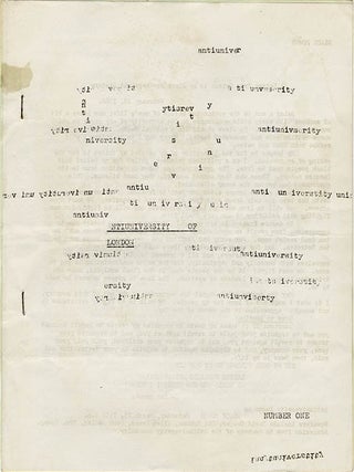 Item #41359 THE ANTI-UNIVERSITY OF LONDON. Number One (London: 1968) - all published