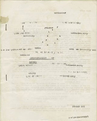 Item #41359 THE ANTI-UNIVERSITY OF LONDON. Number One (London: 1968) - all published