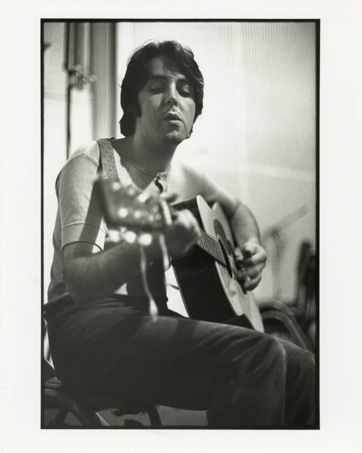 An original 10x8 b/w photograph by Linda McCartney of Paul